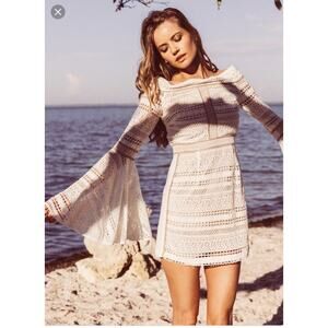 We Are Kindred Women's Daisy Off shoulder Ivory Lace Casual Dress Sz 6 NWT